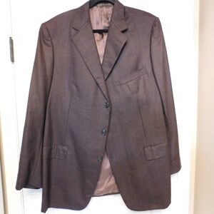 Ermenegildo Zegna Brown Blue Herringbone Trofeo Wool Blazer Sportcoat Rayon 48R